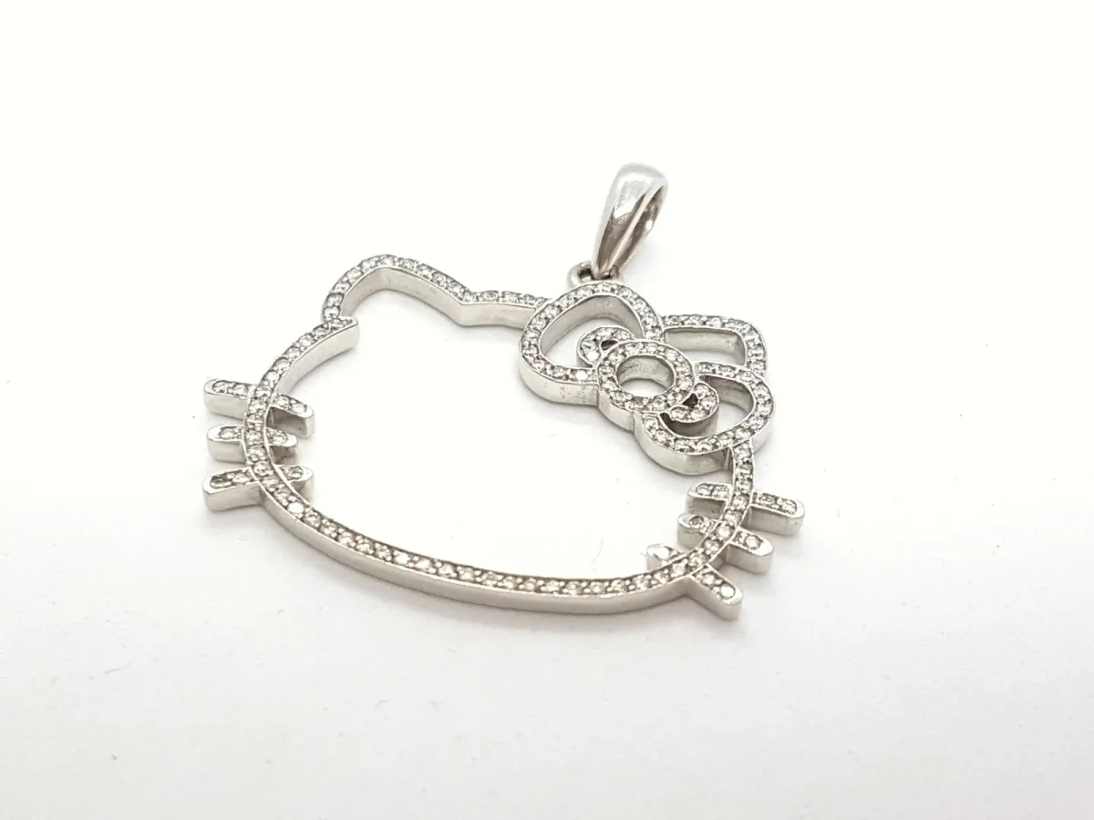 Victoria casal Pendentif Hello kitty Or blanc Diamant – Image 2