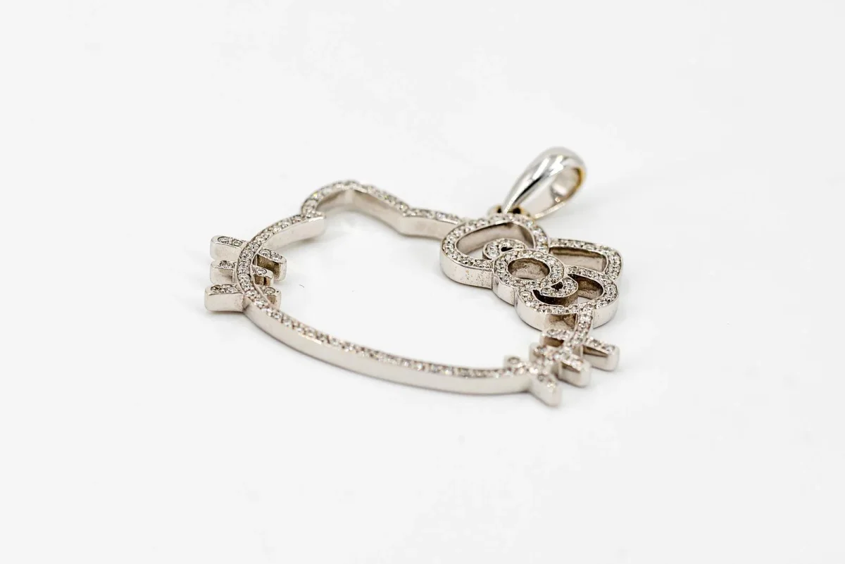 Victoria casal Pendentif Hello kitty Or blanc Diamant – Image 3