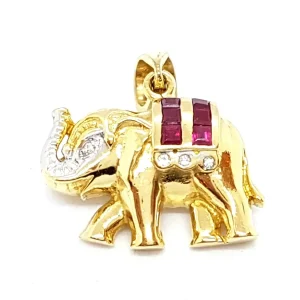 Pendentif Or jaune Rubis, Diamant