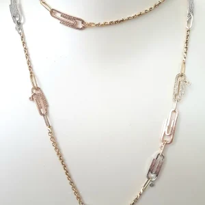 Altmann & frankiel Collier Sautoir Trombone Or jaune, Or blanc, Or rose Diamant