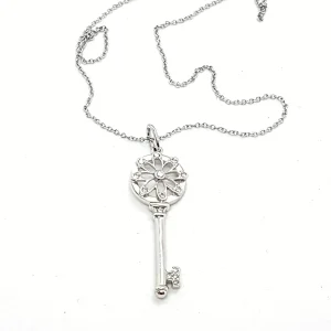Tiffany & co Pendentif Clé florale Or blanc Diamant