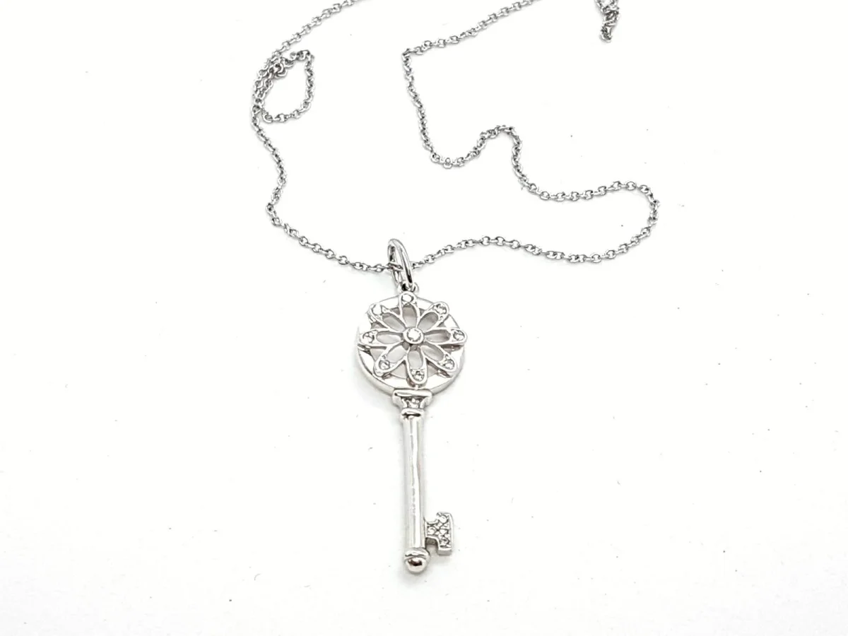 Tiffany & co Pendentif Clé florale Or blanc Diamant