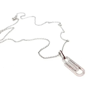 Collier Trombone Or blanc Diamant