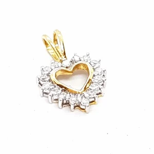 Pendentif Coeur Or jaune, Or blanc Diamant