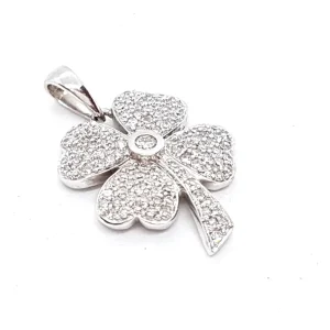 Pendentif Trèfle Or blanc Diamant