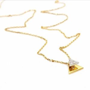 Collier Chaîne + pendentif Or jaune, Or blanc Diamant