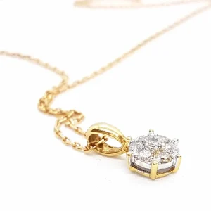 Collier Chaîne + pendentif Or jaune, Or blanc Diamant