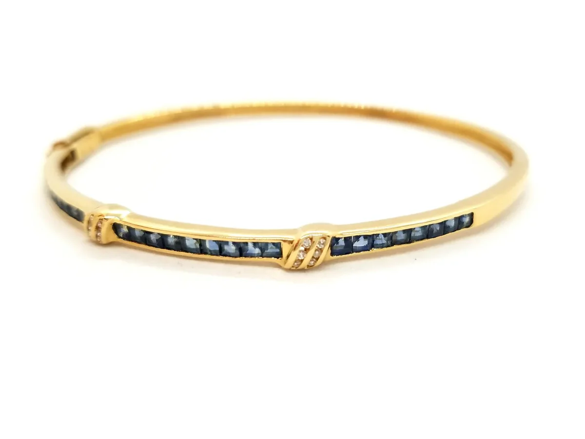Bracelet Jonc Or jaune Saphir, Diamant