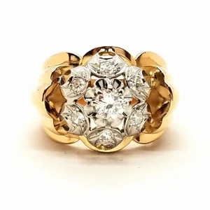 Bague Art déco Or rose, Or blanc Diamant