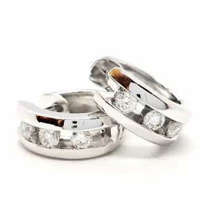 Boucles d'oreilles créoles Or blanc Diamant