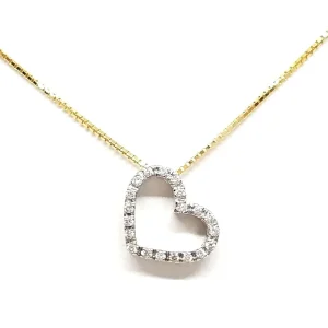 Collier Chaîne + pendentif Or jaune, Or blanc Diamant