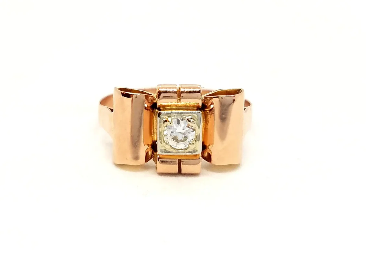 Bague Art déco Or rose Diamant