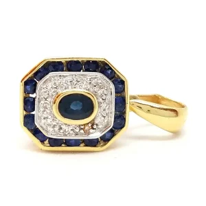 Pendentif Art déco Or jaune Diamant, Saphir