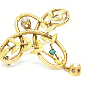 Broche Or jaune Perle, Pierre fine