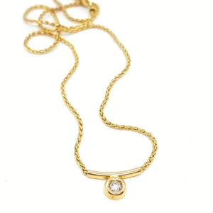 Collier Chaîne + pendentif Or jaune Diamant