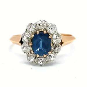 Bague Art déco Or rose Saphir, Diamant