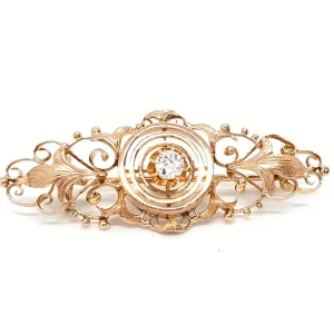 Broche Art déco Or rose Diamant