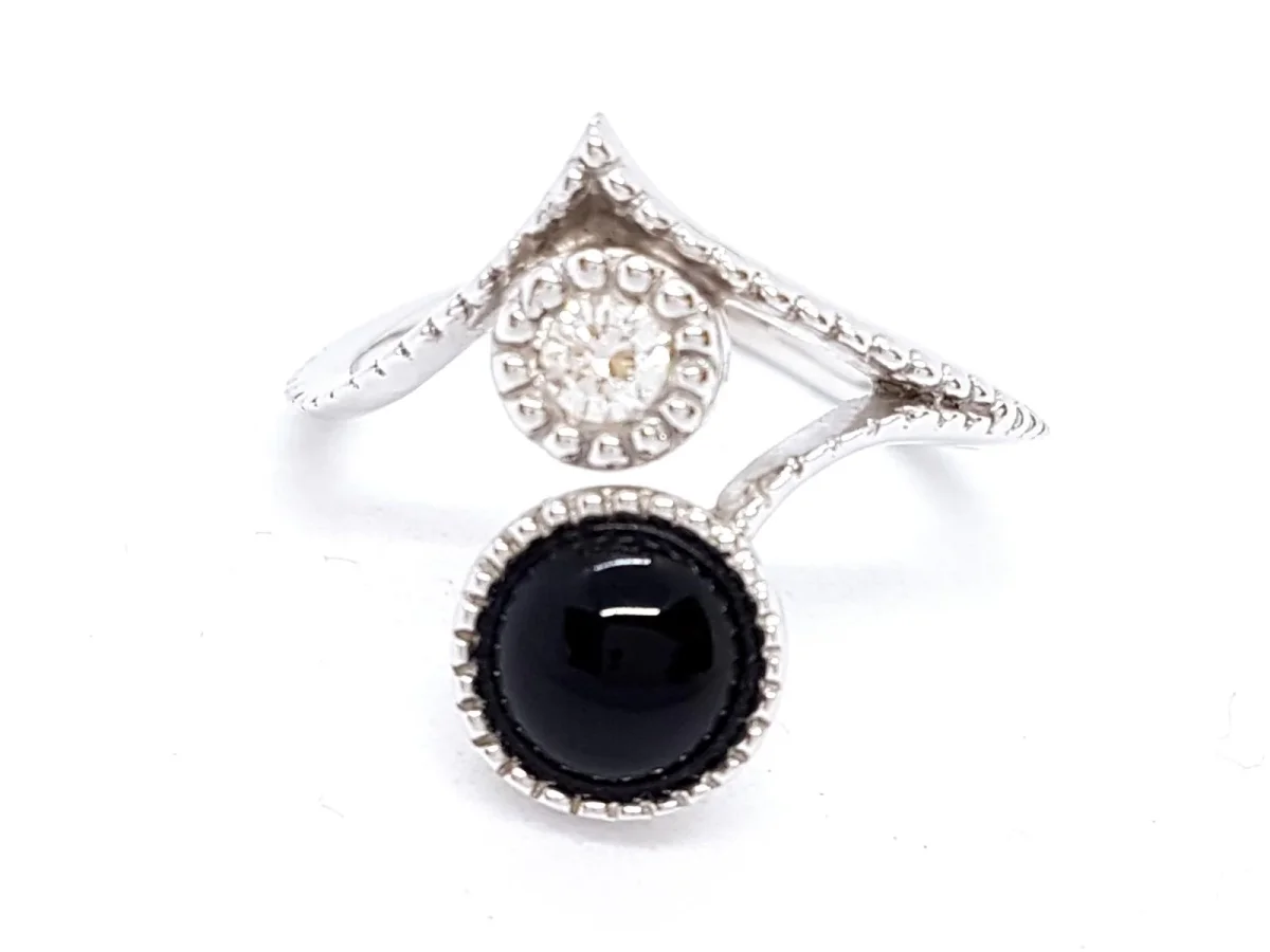 Susie otero Bague Or blanc Diamant, Onyx