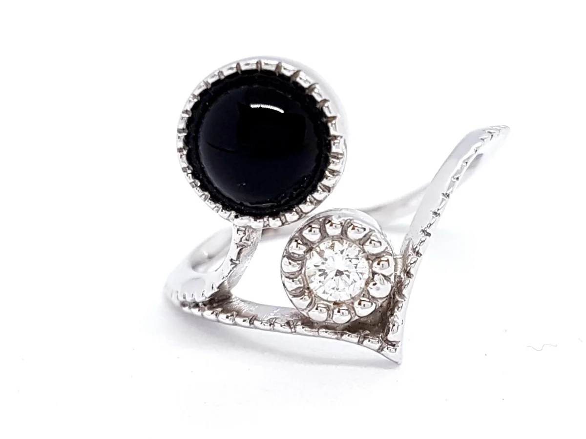 Susie otero Bague Or blanc Diamant, Onyx – Image 4