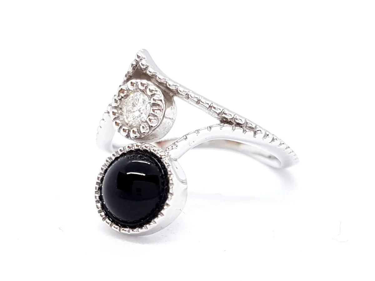 Susie otero Bague Or blanc Diamant, Onyx – Image 8