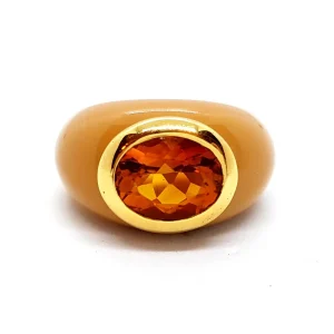 André benitah Bague  Or jaune, Résine Citrine