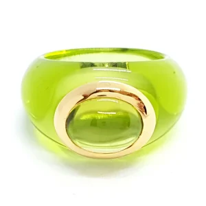 André benitah Bague Or jaune, Résine Péridot