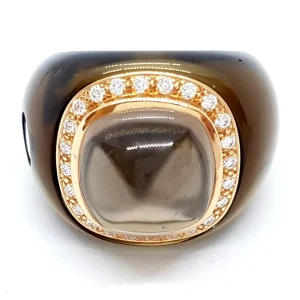 André benitah Bague Or jaune, Résine Quartz fumé, Diamant