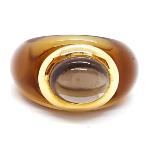 André benitah Bague  Or jaune, Résine Quartz fumé