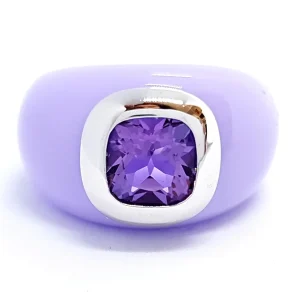 André benitah Bague  Or blanc, Résine Améthyste