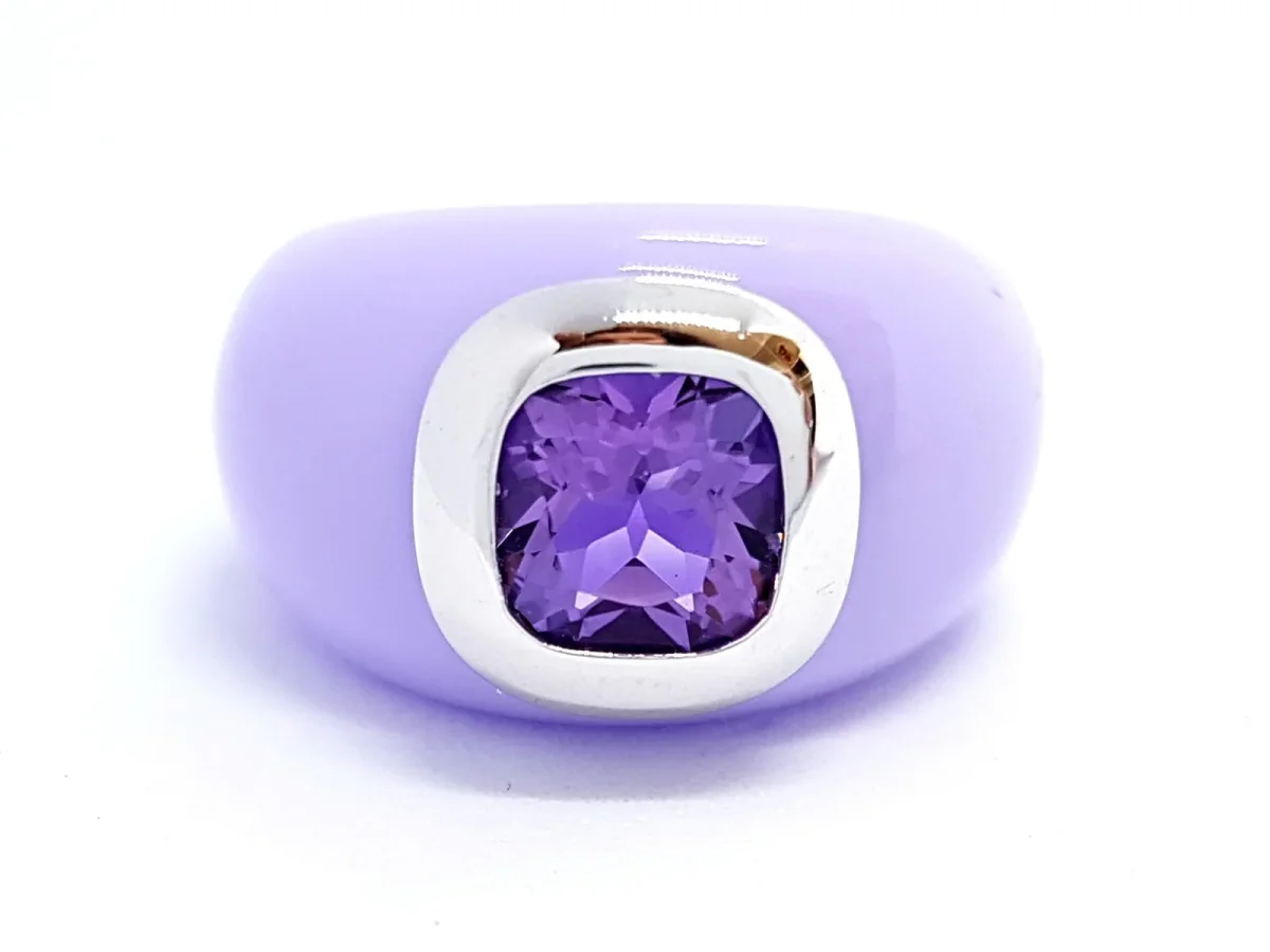 André benitah Bague Or blanc, Résine Améthyste – Image 2