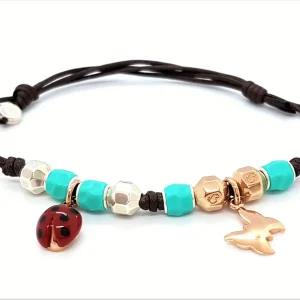 Dodo pomellato Bracelet Papillon et coccinelle Or rose