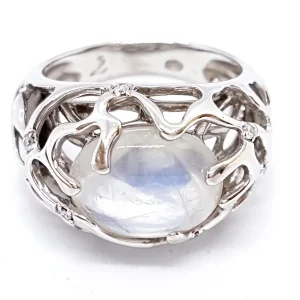 Susie otero Bague  Or blanc Pierre de lune, Diamant