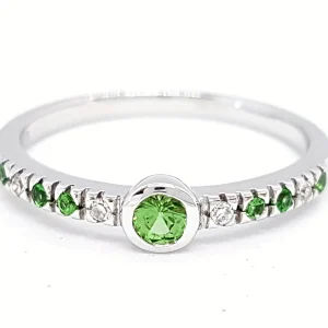 Isabelle langlois Bague Or blanc Diamant, Saphir vert