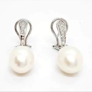 Isabelle langlois Boucles d'oreilles Or blanc Diamant, Perle