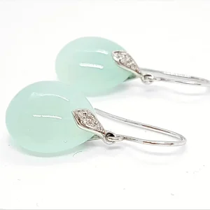 Isabelle langlois Boucles d'oreilles Or blanc Diamant, Calcédoine