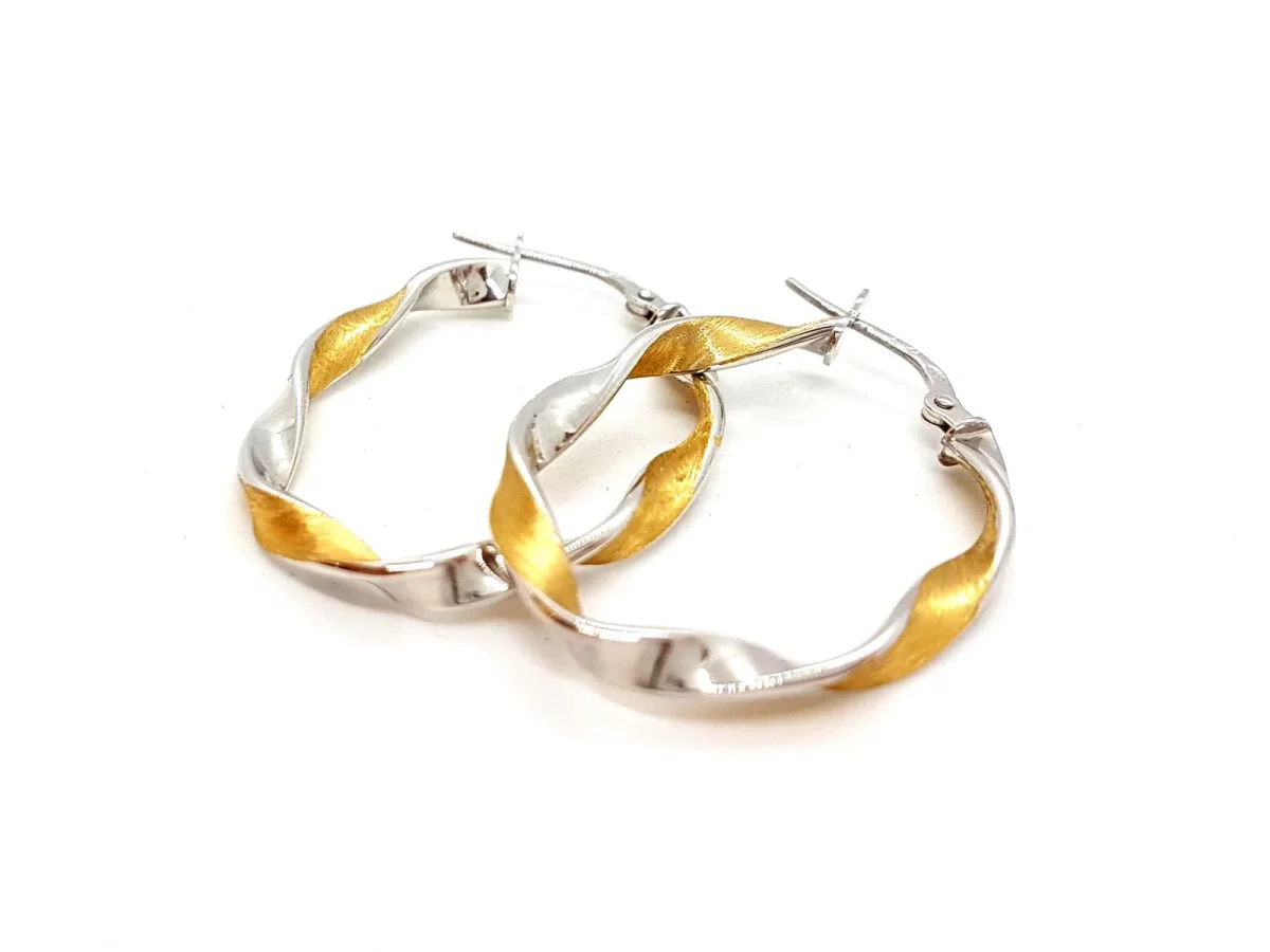 Boucles d'oreilles Créoles Or blanc, Or jaune – Image 2
