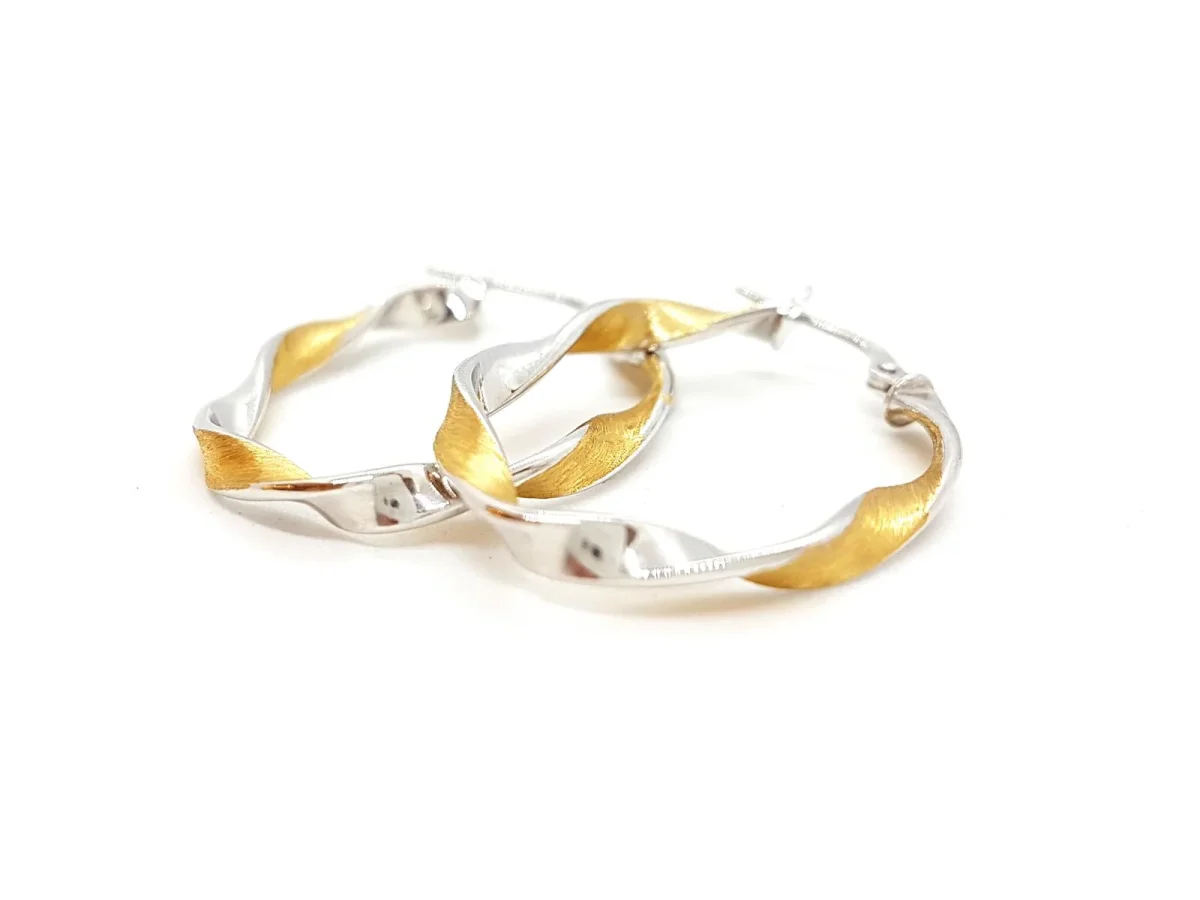 Boucles d'oreilles Créoles Or blanc, Or jaune – Image 3