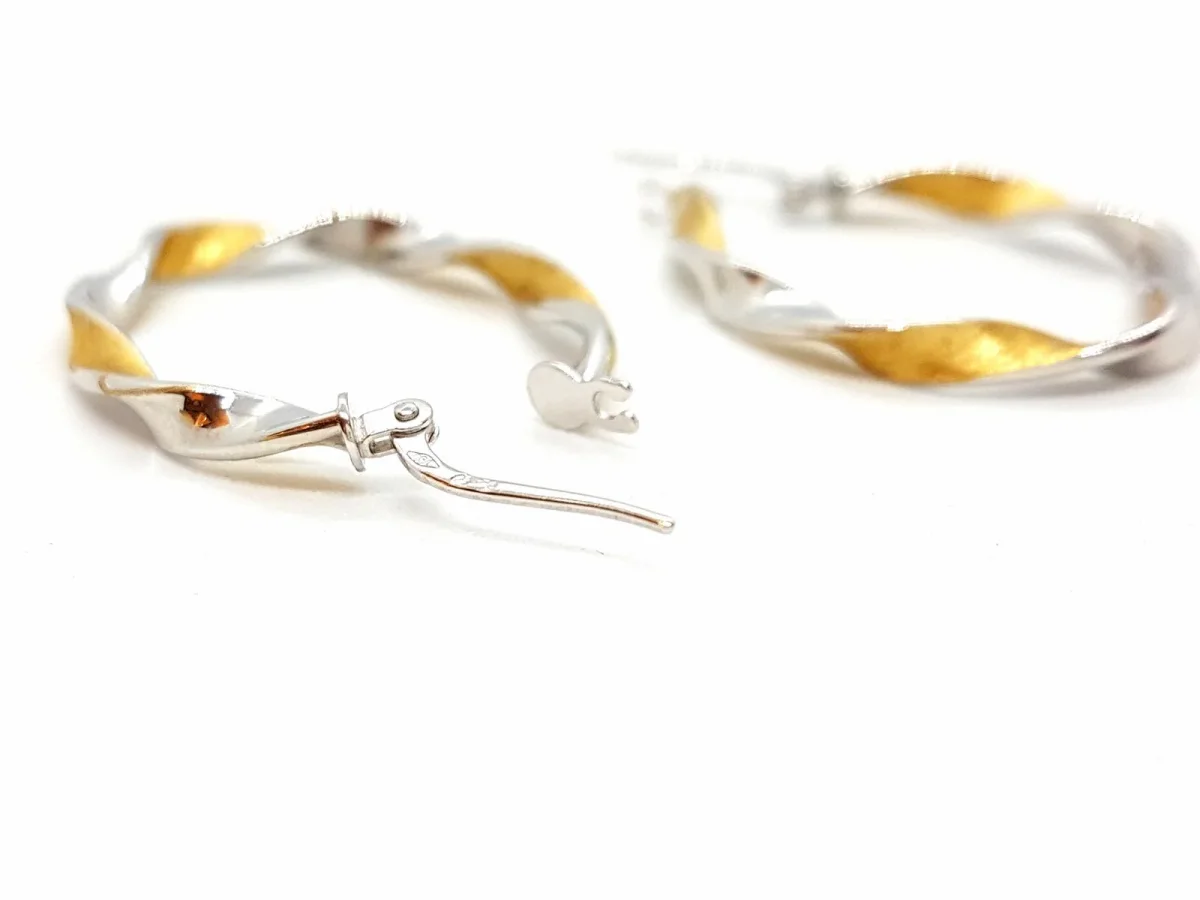 Boucles d'oreilles Créoles Or blanc, Or jaune – Image 4