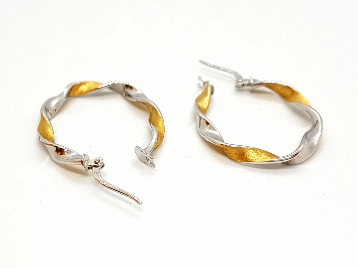 Boucles d'oreilles Créoles Or blanc, Or jaune – Image 5