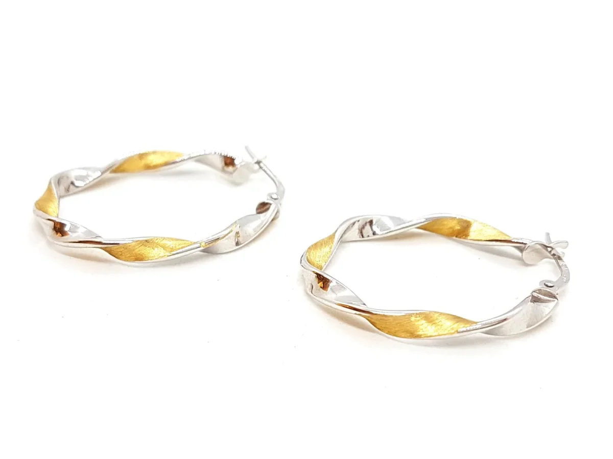 Boucles d'oreilles Créoles Or blanc, Or jaune – Image 7