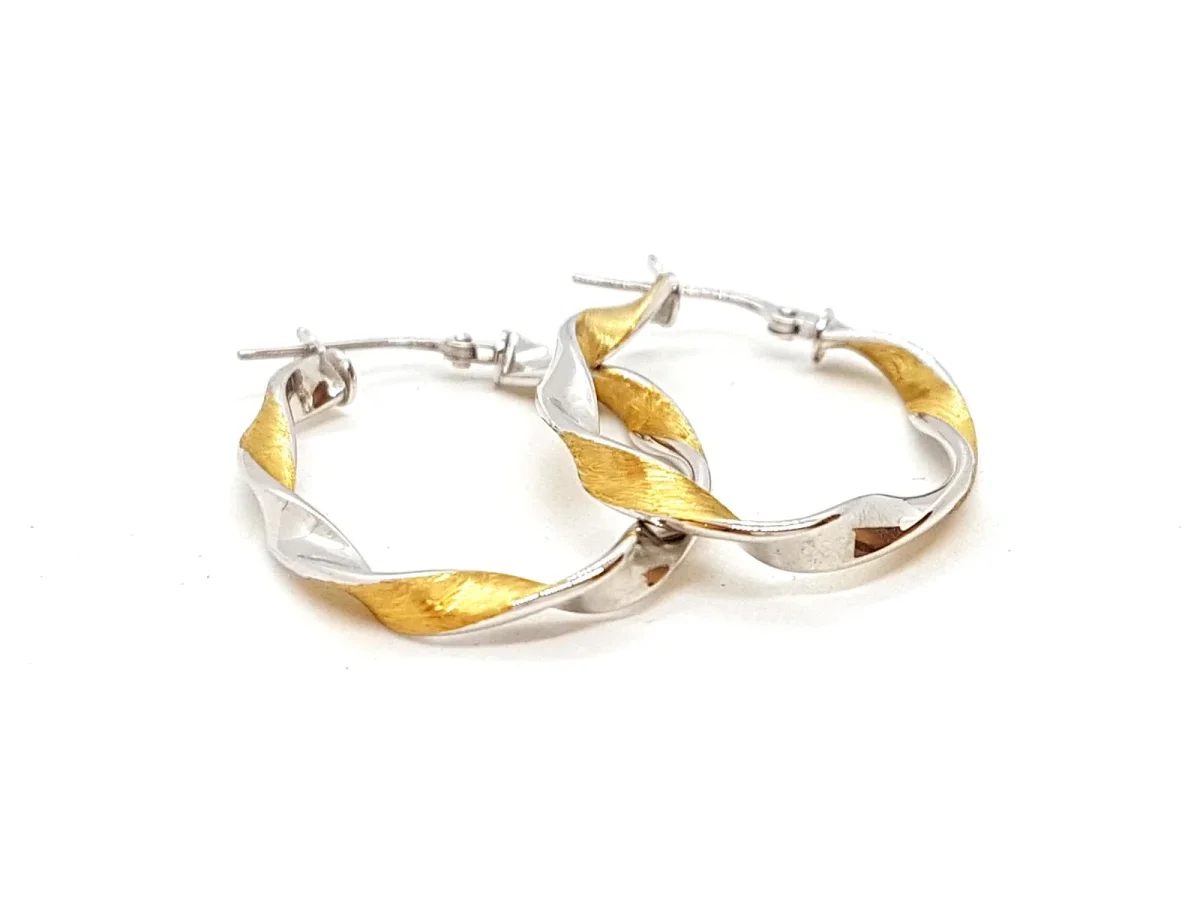 Boucles d'oreilles Créoles Or blanc, Or jaune – Image 8