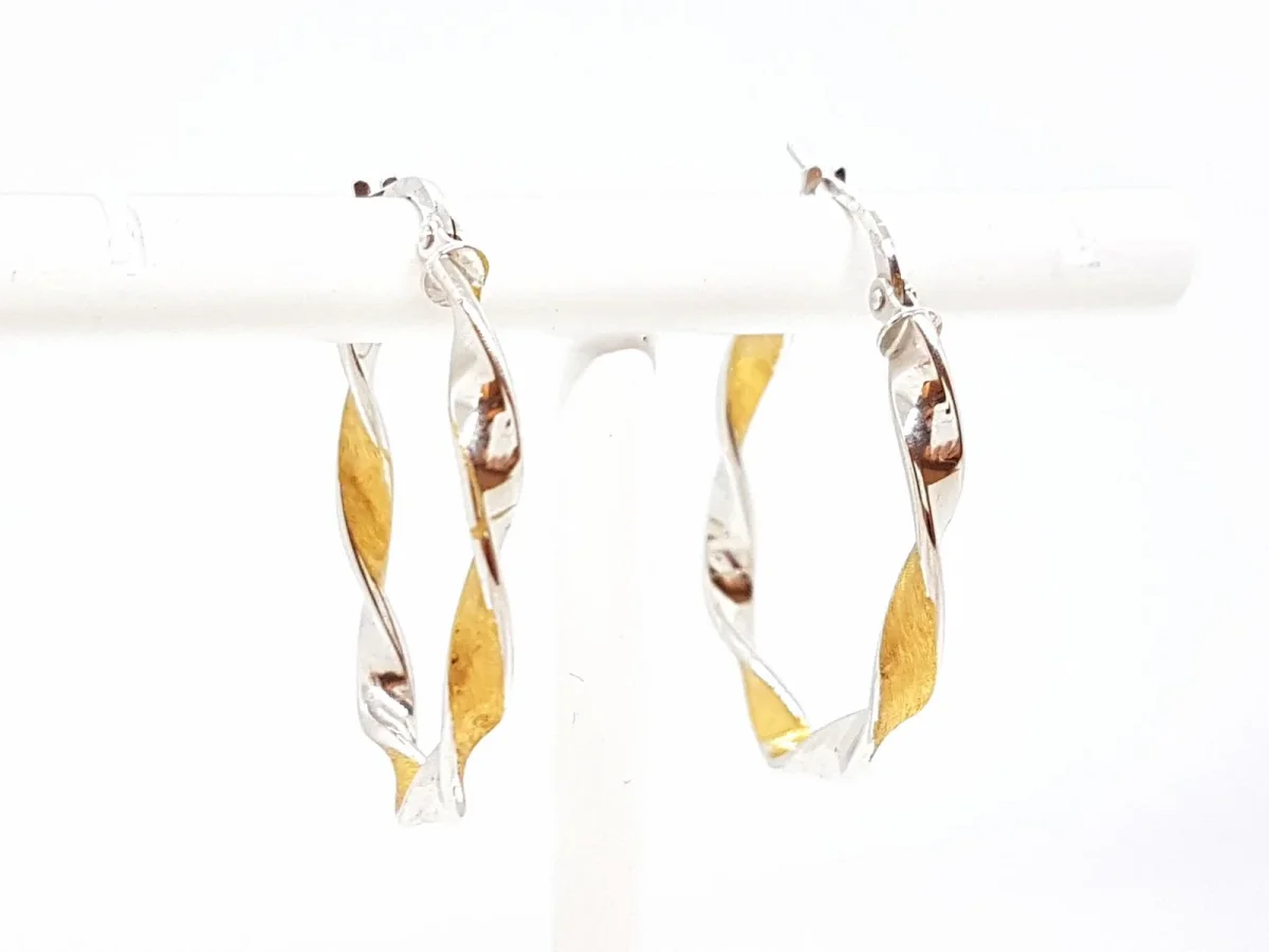 Boucles d'oreilles Créoles Or blanc, Or jaune – Image 9
