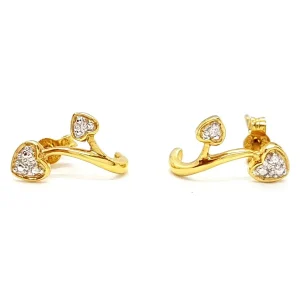 Boucles d'oreilles Coeur Or jaune, Or blanc Diamant