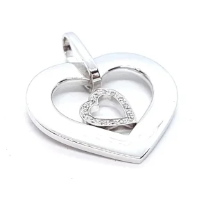 Pendentif Coeur Or blanc Diamant