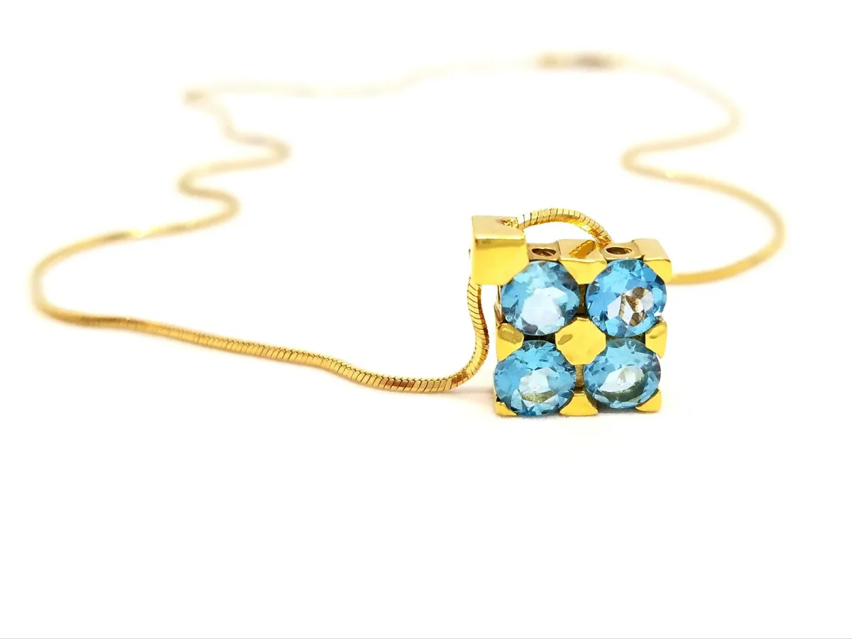 Collier Chaîne + pendentif Or jaune Topaze – Image 2