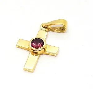 Pendentif Croix Or jaune Grenat