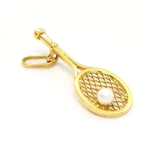 Pendentif Raquette Or jaune Perle
