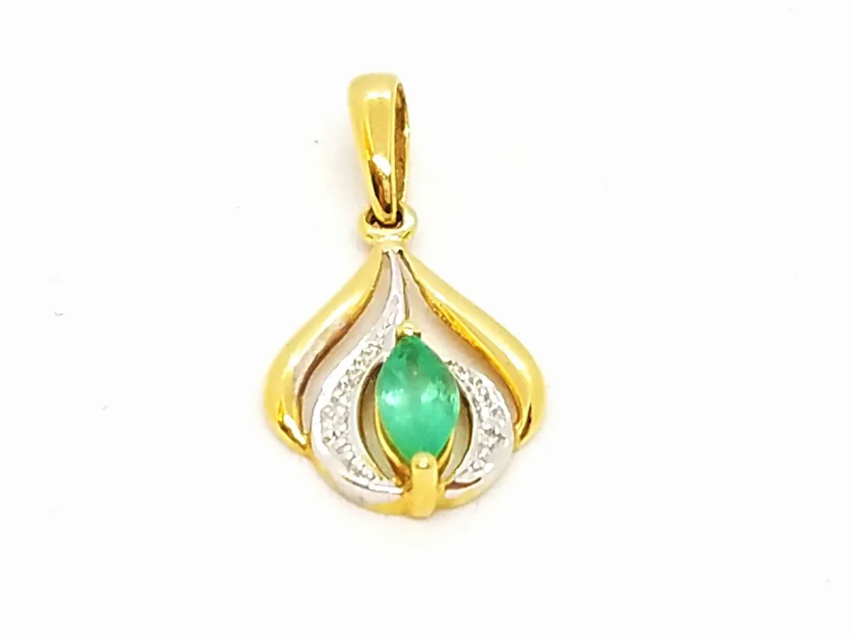 Pendentif Or jaune Emeraude, Diamant – Image 2