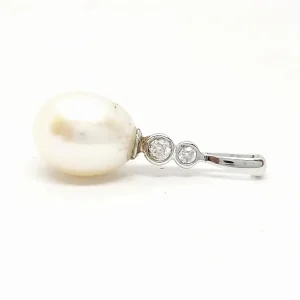Pendentif Or blanc Perle, Diamant
