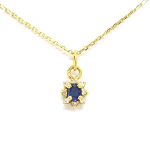 Collier Chaîne + pendentif Or jaune Saphir, Diamant
